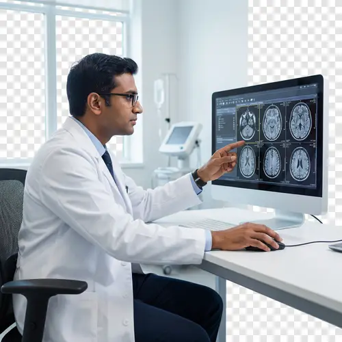 Radiologist Diagnosing MRI Studies Online