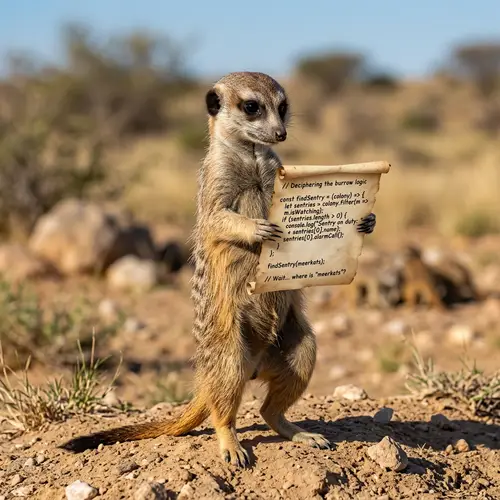 Contemplative Meerkat with JavaScript Scroll | Website Name