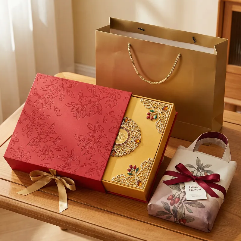 Luxurious High-End Gift Package with Red & Yellow Boxes | Wolfberry Theme
