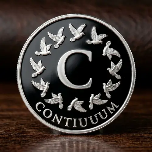 Shiny Black Coin with Doves & Letter C
