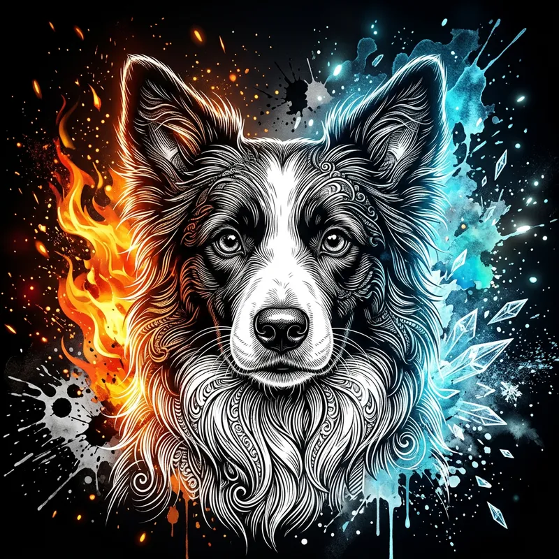 Hyperdetailed Border Collie Tee-Shirt Design Artwork