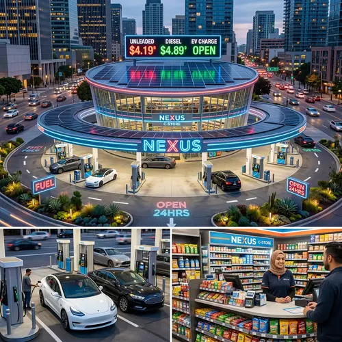 Futuristic Gas Station in City Center | Circular Architecture Design