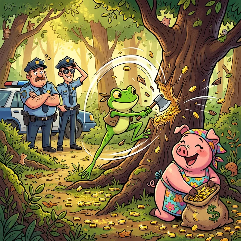 Whimsical Frog and Pig Illustration