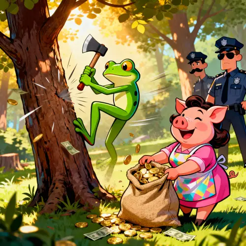 Whimsical Frog and Pig Illustration