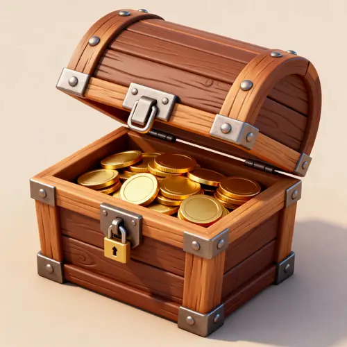 Isometric Wooden Chest Design for Video Games