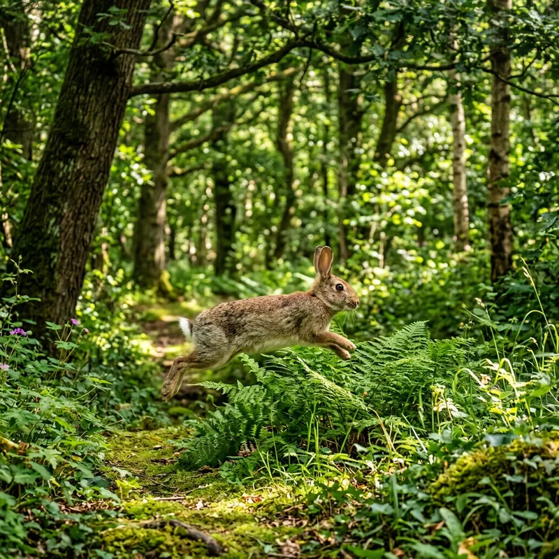 Merrily Jumping Rabbit in Enchanting Forest