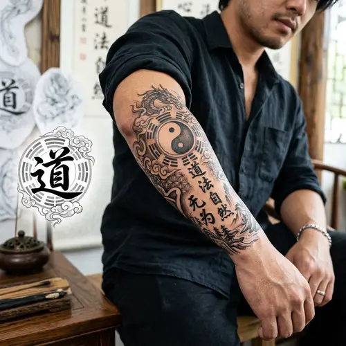 Stylish Taoist Tattoos for Asian Men