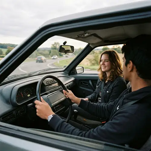 18-Year-Old Girl Riding in VAZ 2109 Car with Boy Driving