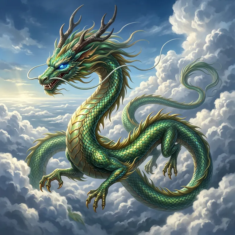 Majestic Eastern-Style Dragon Soaring through the Sky