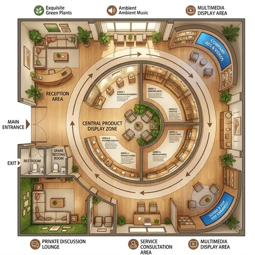Innovative 300 sqm Customer Showroom Layout Concept