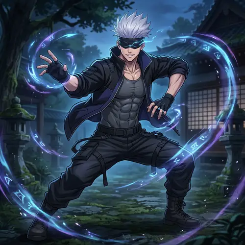 Silver-Haired Anime Male Character in Martial Arts Pose