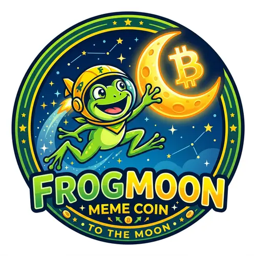 FrogMoon: Vibrant Cartoonish Meme Coin Logo