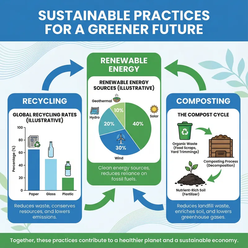 Sustainable Infographic: Bar & Pie Charts