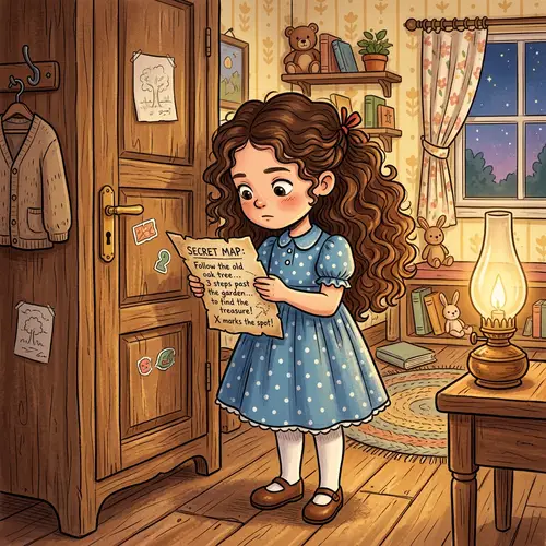 Cartoon Style Girl Reading Note by Closet