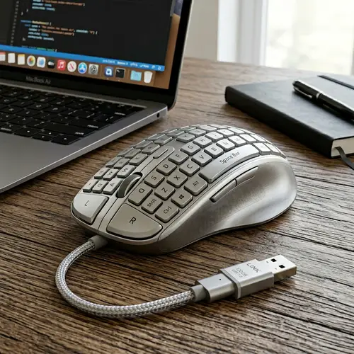 Keyboard-Like Mouse with USB Flash Drive Tail