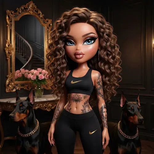 Stylized Bratz-Style Character in Luxurious Setting