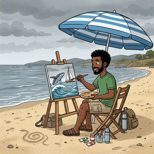 Creative Painting of Whale, Wave, Boat Sails | Art by Diverse Artist