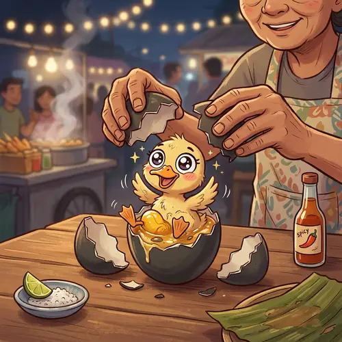 Animated Balut Cracked Open | Southeast Asian Street Food