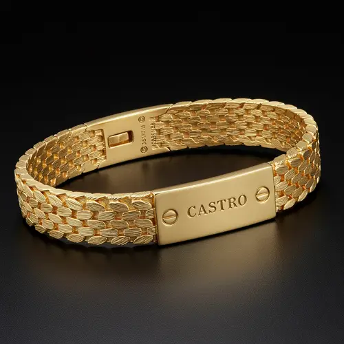 Solid Gold Cartier Bracelet with Castro Plate