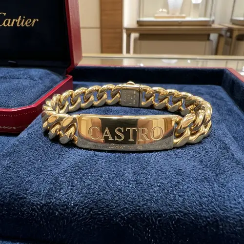Solid Gold Cartier Bracelet with Castro Plate