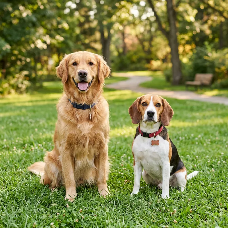 Two Dogs Sitting Side by Side