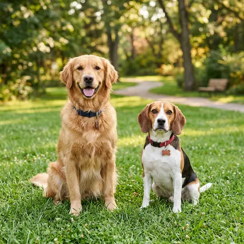 Two Dogs Sitting Side by Side