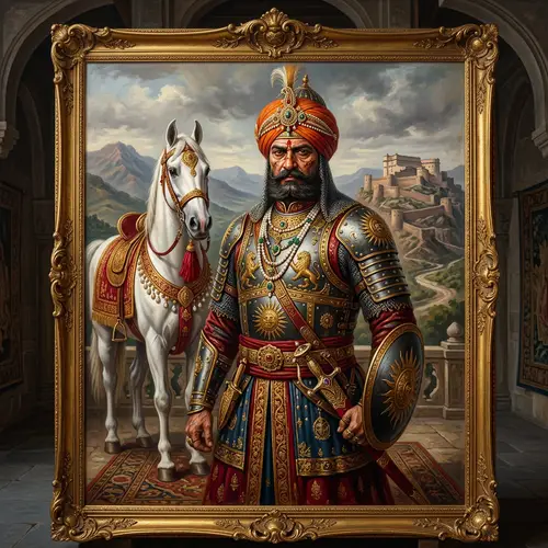 Indian King Portrait: Tale of Valor and Royal Splendor