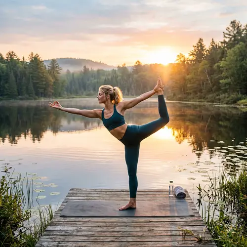 Tranquil Sunrise Yoga by the Lake | Outdoor Yoga Pose