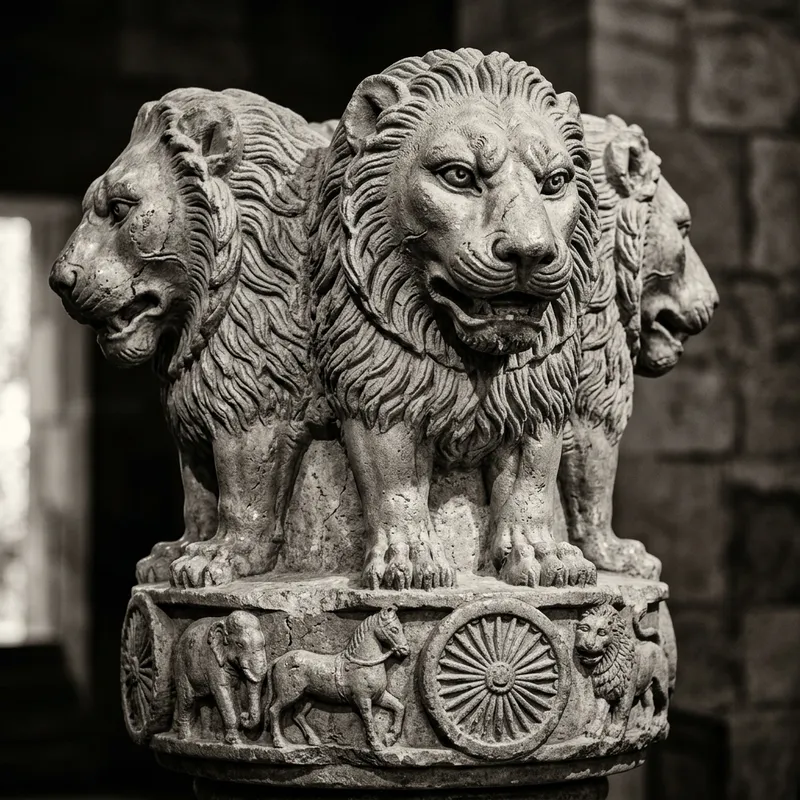 Ashoka's Lion Capital: Regal High Contrast Details