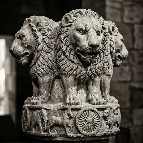 Ashoka's Lion Capital: Detailed High-Resolution Image