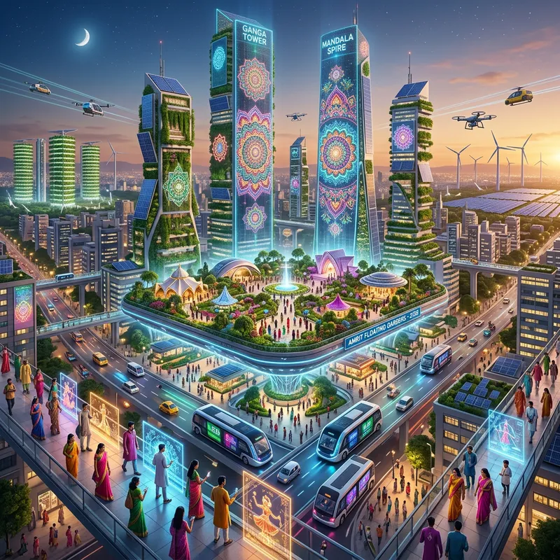 Hyper-Futuristic India 2150: Marvelous Technology & Cultural Harmony