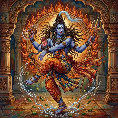 Divine Figure Performing Tandav Dance - Classical Indian Art