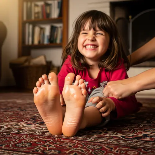 Girl Tickle Fun with Oil on Feet