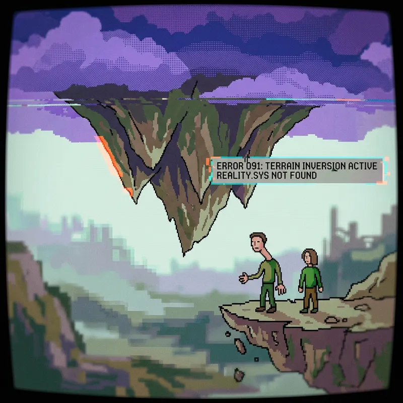 Eccentrically Surreal Scene of Inverted Mountain