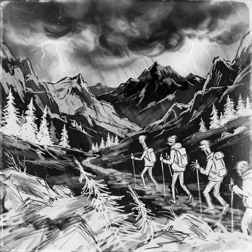 Unique Mountain Range Sketch | Vintage Aesthetic