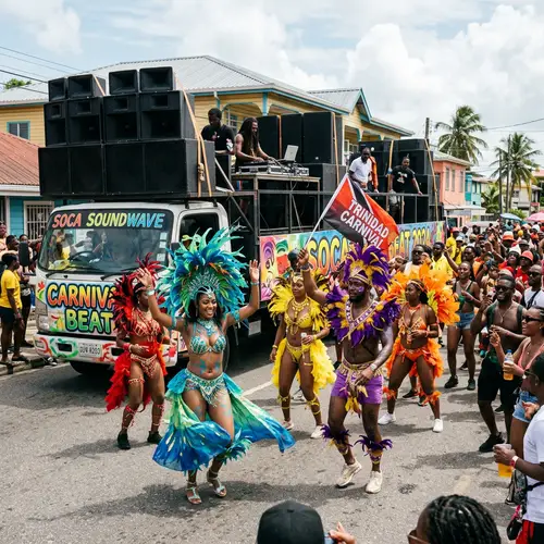Trinidad Carnival Masqueraders in Vibrant Costumes