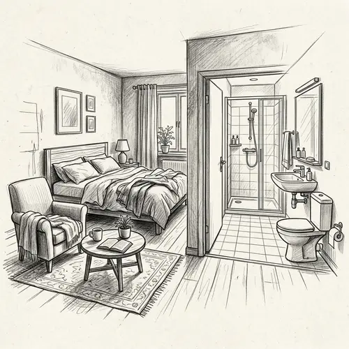Stylish Bedroom and Bathroom Sketch Ideas