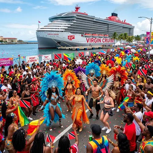 Trinidad Carnival: Extravagant Scene with Dazzling Masqueraders