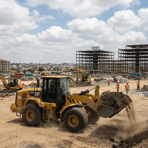 Heavy Duty Front Loader at Busy Construction Site