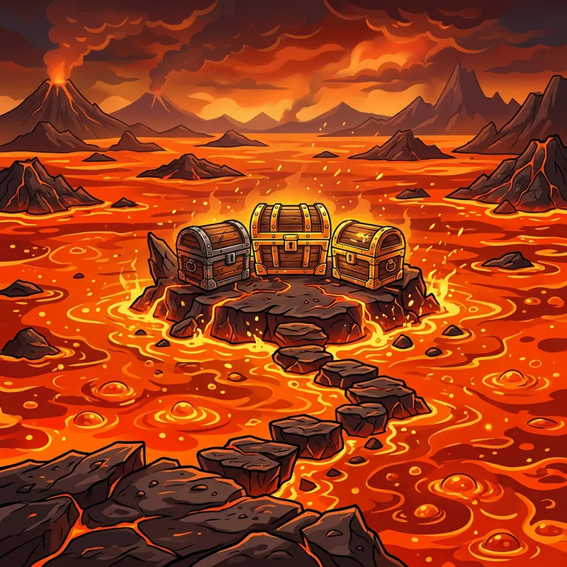 Adventure of Three Chests on Fiery Lava Island | Game Art