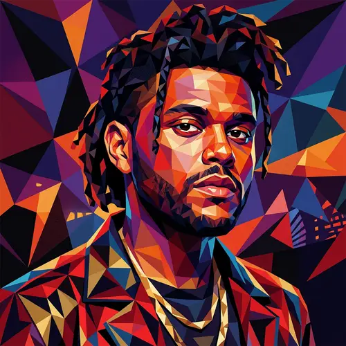Low-Poly Portrait of The Weeknd - Modern Art
