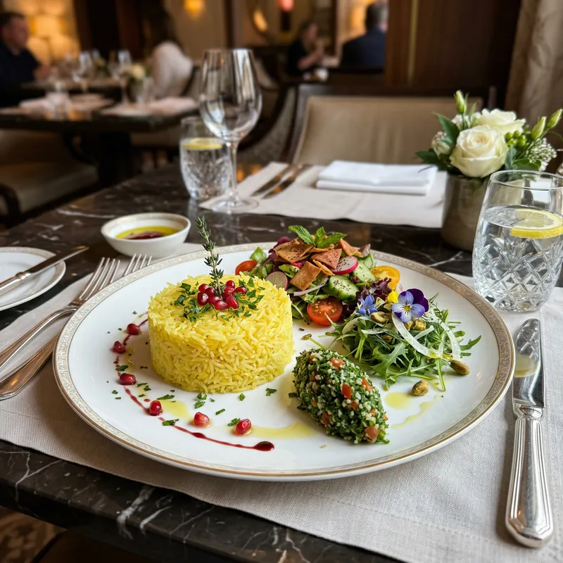 Gourmet Yellow Rice Plate | 5-Star Dining Experience