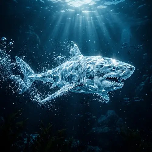 Ethereal Ice Shark in Frigid Depths | Enigmatic Sea Creature