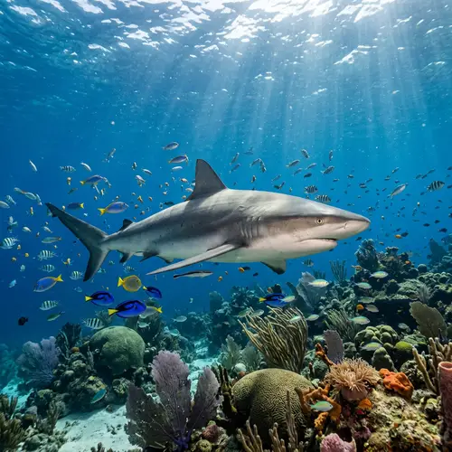 Majestic Shark Swimming in Blue Ocean Depths