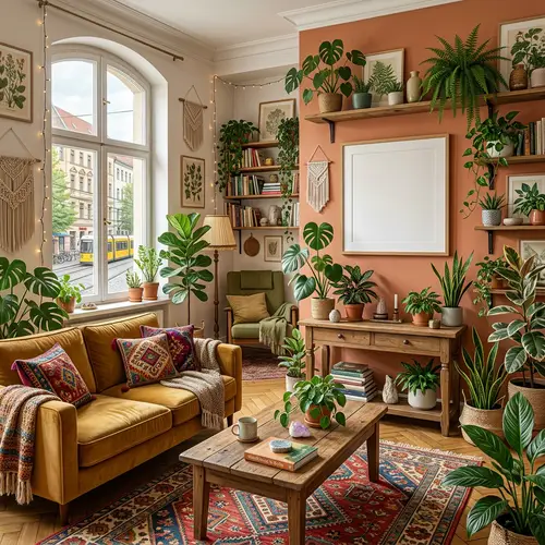 Hyperrealistic Illustration of Cozy Living Room in Berlin