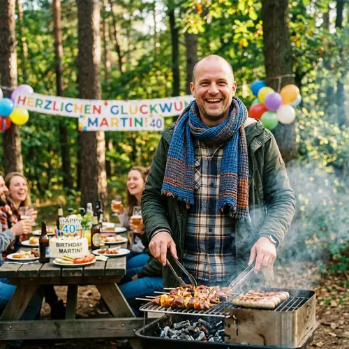Cheerful German Man Birthday Celebration in Berlin Grunewald