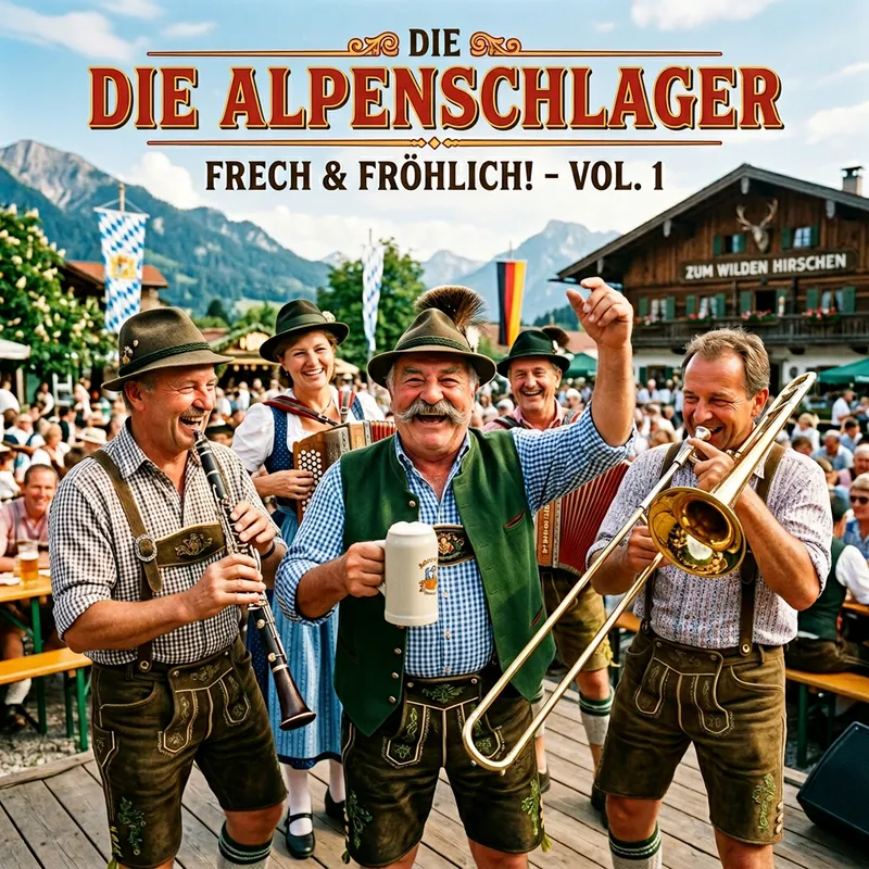 Vibrant Bavarian Folk Music Album Cover Art