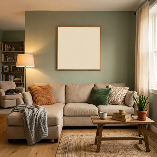 Cozy Living Room with Perfect Square Poster | Inviting Atmosphere