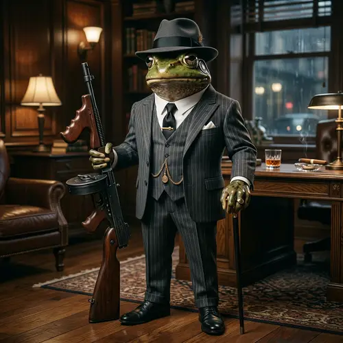 Elegant Mafia Frog in Stylish Suit