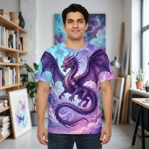 Exotic Violet Dragon Sublimation T-Shirt Design